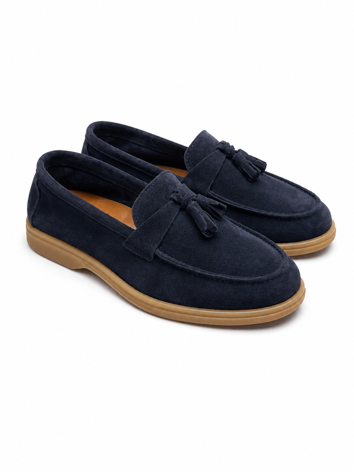 Mocassino Tassel in Camoscio Blu