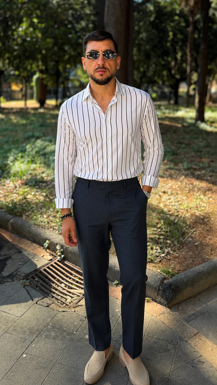 Camicia in cotone Sartoria Migliaccio riga stretta
