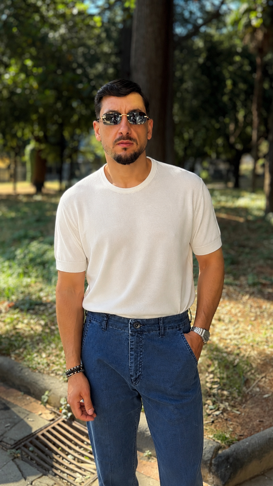 Maglia in filo pari collo