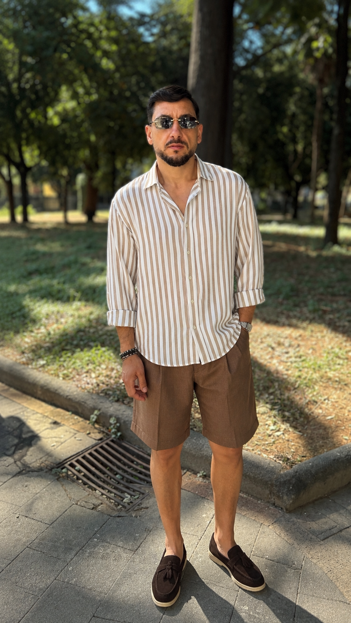 Camicia Sartoria Migliaccio 100% lino a righe