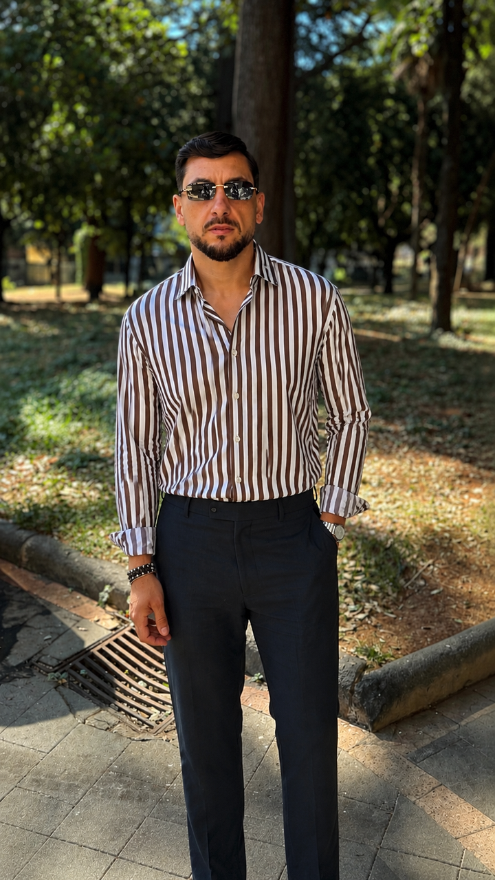 Camicia in cotone Sartoria Migliaccio riga larga