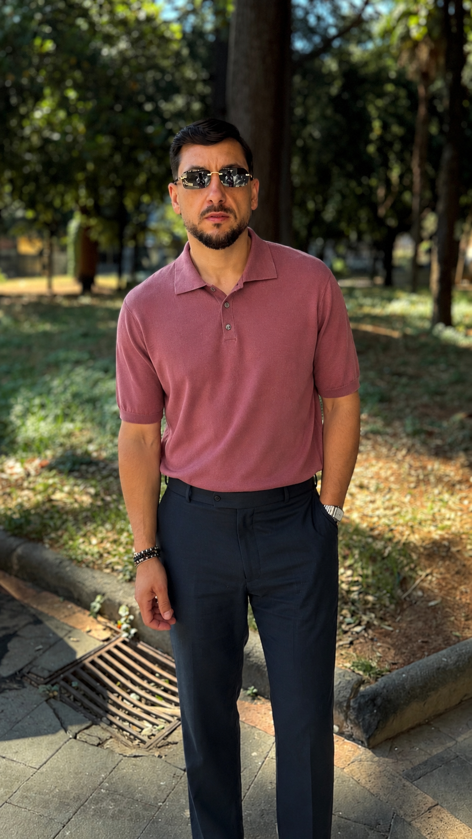 Polo in filo 3 bottoni