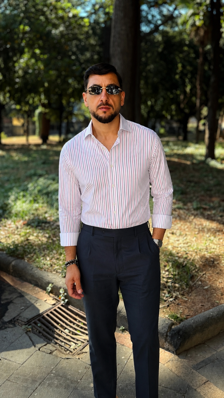 Camicia in cotone Sartoria Migliaccio multi riga