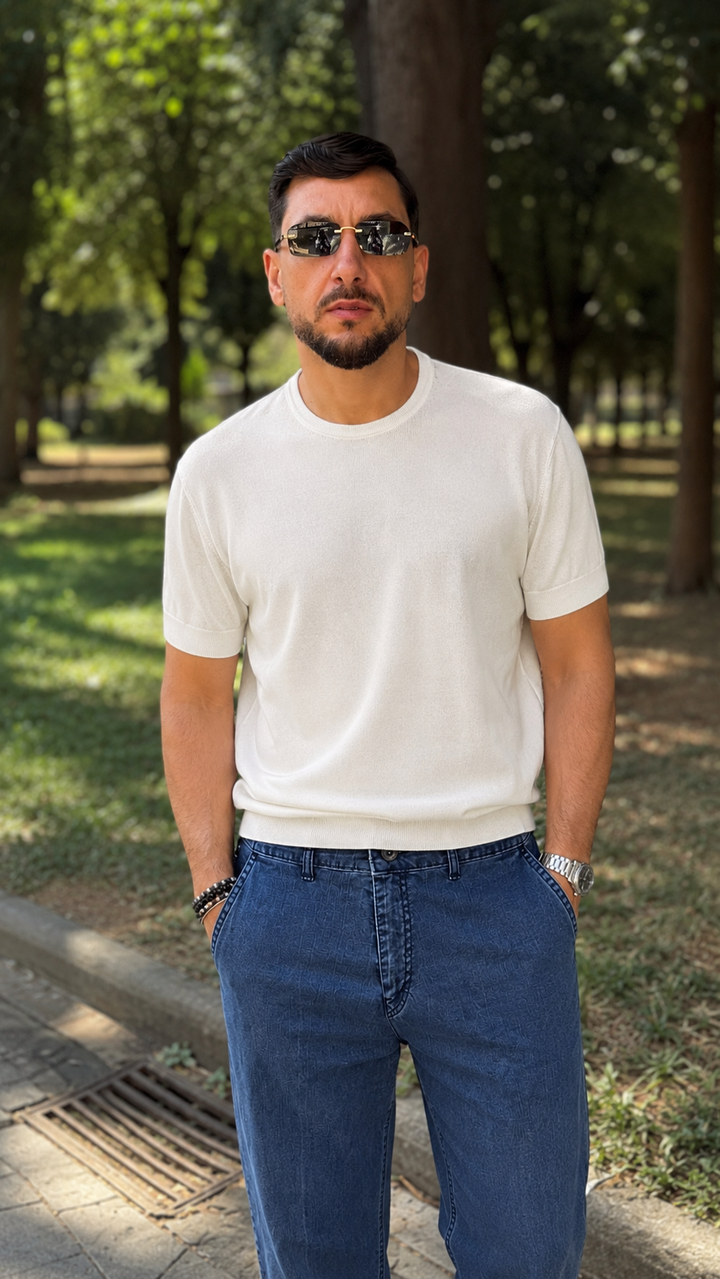 Maglia in filo pari collo