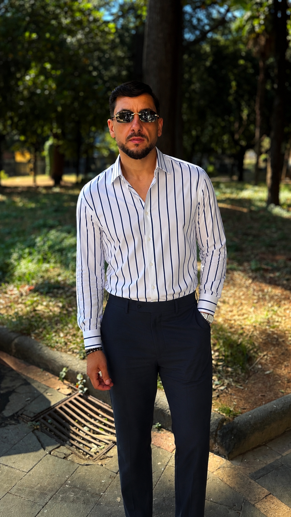 Camicia in cotone Sartoria Migliaccio riga stretta