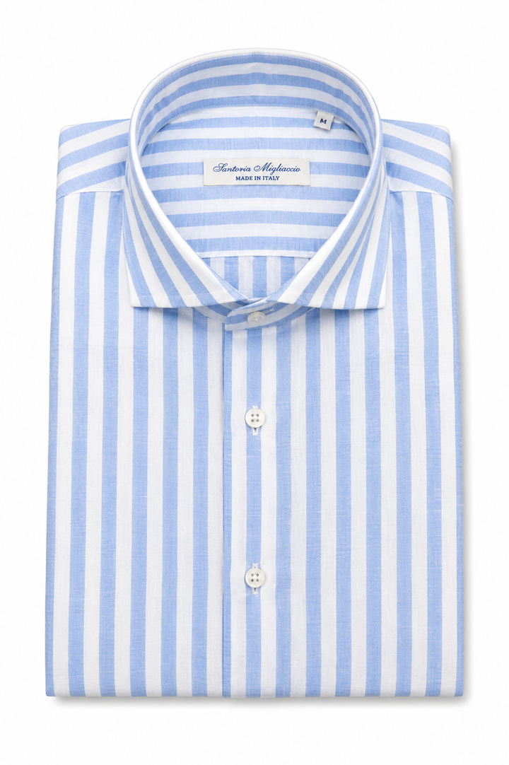 Camicia Sartoria Migliaccio 100% lino a righe