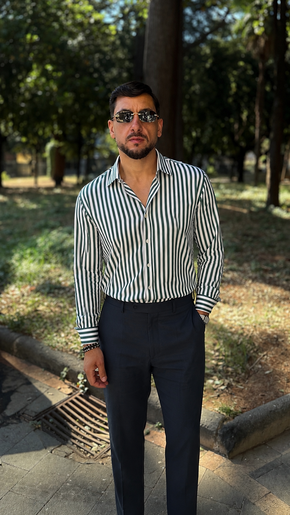 Camicia in cotone Sartoria Migliaccio riga larga