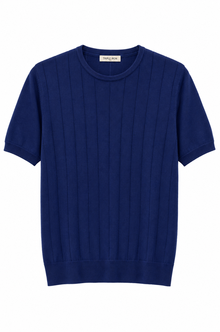 Maglia in filo pari collo a coste