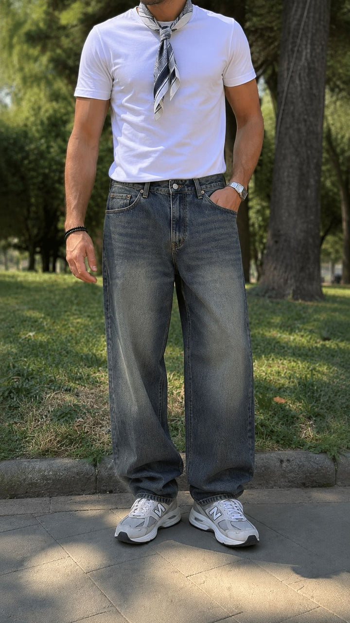 Jeans baggy fit sabbiato
