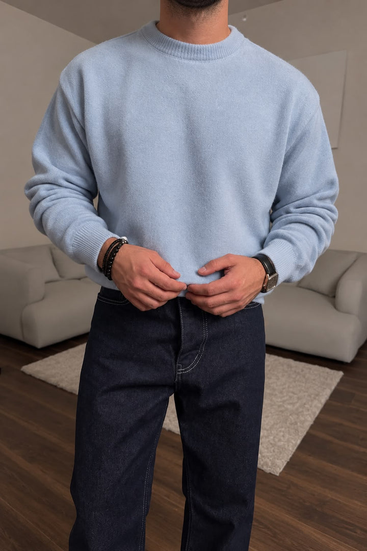 Pullover girocollo misto cashmere