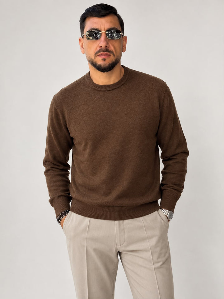 Pullover girocollo misto cashmere